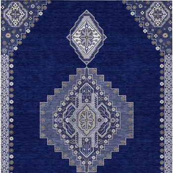 10' X 14' Navy Blue Gray And Brown Oriental Washable Indoor Outdoor Area Rug
