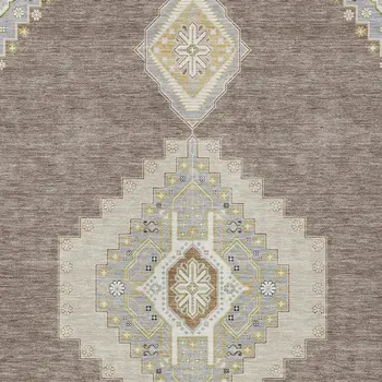 5' X 8' Taupe Gray And Ivory Oriental Washable Indoor Outdoor Area Rug