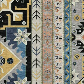 5' X 8' Black Ivory And Copper Aztec Washable Indoor Outdoor Area Rug