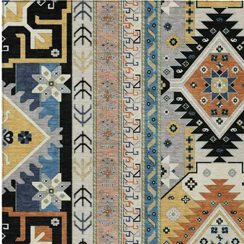 8' X 10' Black Ivory And Copper Aztec Washable Indoor Outdoor Area Rug