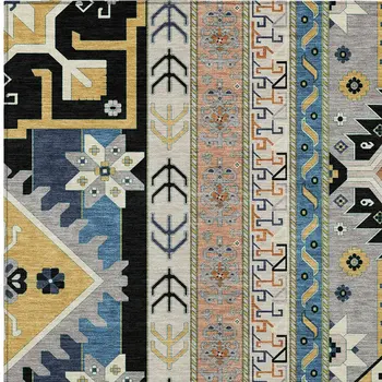 8' X 10' Black Ivory And Copper Aztec Washable Indoor Outdoor Area Rug