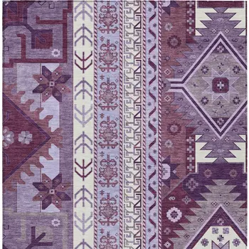 10' X 14' Purple Lavender And Ivory Aztec Washable Indoor Outdoor Area Rug