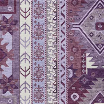 10' X 14' Purple Lavender And Ivory Aztec Washable Indoor Outdoor Area Rug