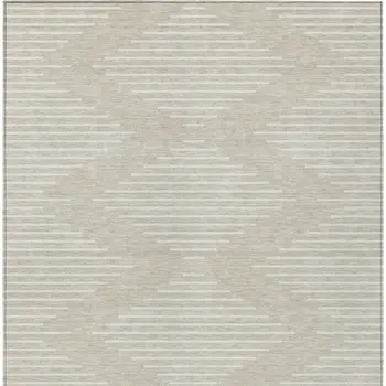 8' X 10' Beige And Ivory Geometric Washable Indoor Outdoor Area Rug