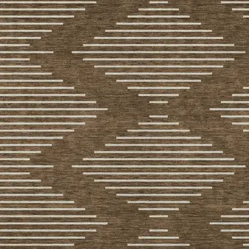 9' X 12' Brown And Beige Geometric Washable Indoor Outdoor Area Rug