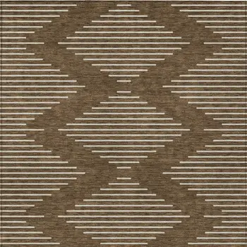 10' X 14' Brown And Beige Geometric Washable Indoor Outdoor Area Rug