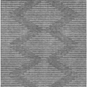 8' X 10' Charcoal And Silver Geometric Washable Indoor Outdoor Area Rug