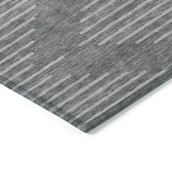 9' X 12' Charcoal And Silver Geometric Washable Indoor Outdoor Area Rug