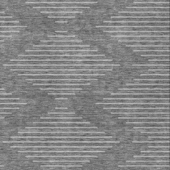 9' X 12' Charcoal And Silver Geometric Washable Indoor Outdoor Area Rug