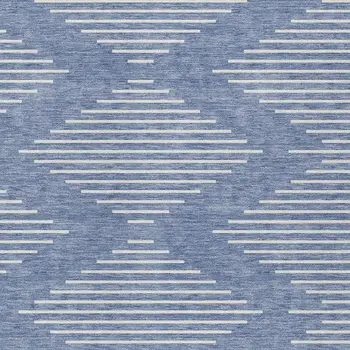 5' X 8' Denim Blue And Ivory Geometric Washable Indoor Outdoor Area Rug