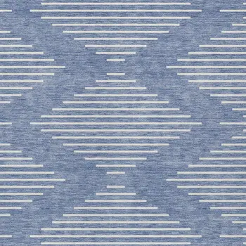 10' X 14' Denim Blue And Ivory Geometric Washable Indoor Outdoor Area Rug