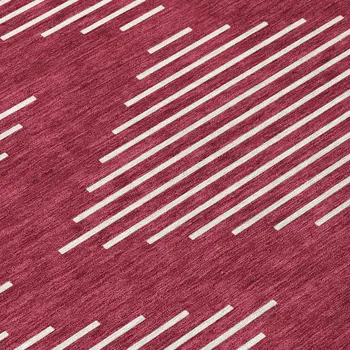 10' X 14' Red And Ivory Geometric Washable Indoor Outdoor Area Rug