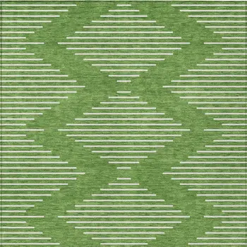 3' X 5' Green And Ivory Geometric Washable Indoor Outdoor Area Rug