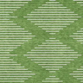 3' X 5' Green And Ivory Geometric Washable Indoor Outdoor Area Rug