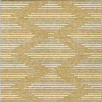 8' X 10' Gold And Ivory Geometric Washable Indoor Outdoor Area Rug