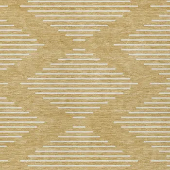 8' X 10' Gold And Ivory Geometric Washable Indoor Outdoor Area Rug