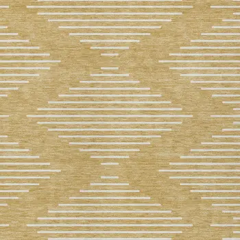 9' X 12' Gold And Ivory Geometric Washable Indoor Outdoor Area Rug