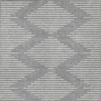 8' X 10' Gray And Ivory Geometric Washable Indoor Outdoor Area Rug