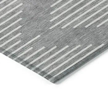 9' X 12' Gray And Ivory Geometric Washable Indoor Outdoor Area Rug