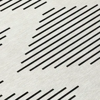 3' X 5' Ivory And Black Geometric Washable Indoor Outdoor Area Rug