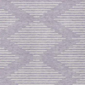 3' X 5' Lavender And Ivory Geometric Washable Indoor Outdoor Area Rug