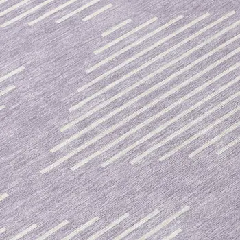 8' Lavender And Ivory Round Geometric Washable Indoor Outdoor Area Rug