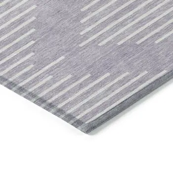 8' X 10' Lavender And Ivory Geometric Washable Indoor Outdoor Area Rug