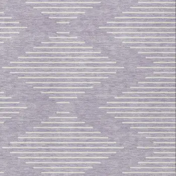 9' X 12' Lavender And Ivory Geometric Washable Indoor Outdoor Area Rug