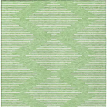 3' X 5' Mint Green And Ivory Geometric Washable Indoor Outdoor Area Rug