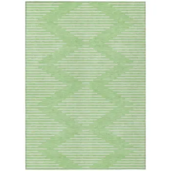 3' X 5' Mint Green And Ivory Geometric Washable Indoor Outdoor Area Rug