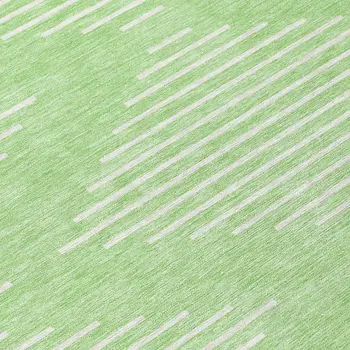 8' Mint Green And Ivory Round Geometric Washable Indoor Outdoor Area Rug