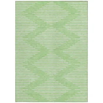 8' X 10' Mint Green And Ivory Geometric Washable Indoor Outdoor Area Rug