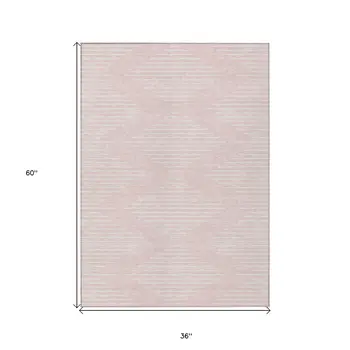 3' X 5' Pink And Gray Geometric Washable Indoor Outdoor Area Rug