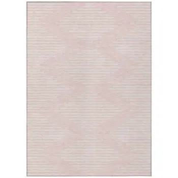 3' X 5' Pink And Gray Geometric Washable Indoor Outdoor Area Rug