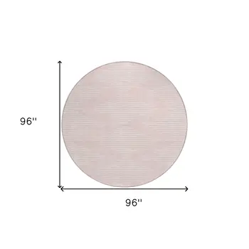 8' Pink And Gray Round Geometric Washable Indoor Outdoor Area Rug