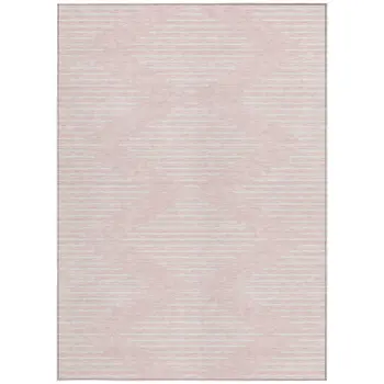 8' X 10' Pink And Gray Geometric Washable Indoor Outdoor Area Rug