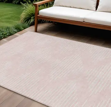 8' X 10' Pink And Gray Geometric Washable Indoor Outdoor Area Rug