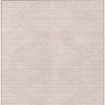 8' X 10' Pink And Gray Geometric Washable Indoor Outdoor Area Rug