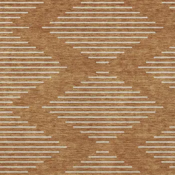 3' X 5' Copper And Beige Geometric Washable Indoor Outdoor Area Rug