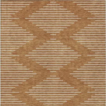 10' X 14' Copper And Beige Geometric Washable Indoor Outdoor Area Rug
