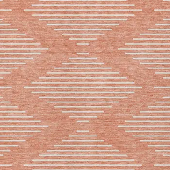 8' X 10' Salmon And Ivory Geometric Washable Indoor Outdoor Area Rug