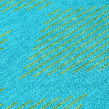 5' X 8' Aqua And Green Geometric Washable Indoor Outdoor Area Rug