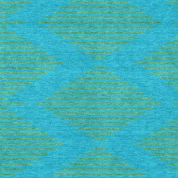 8' X 10' Aqua And Green Geometric Washable Indoor Outdoor Area Rug