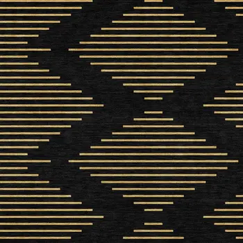 3' X 5' Black And Beige Geometric Washable Indoor Outdoor Area Rug