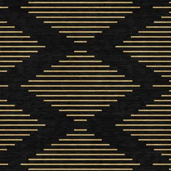 5' X 8' Black And Beige Geometric Washable Indoor Outdoor Area Rug