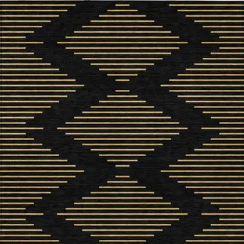 8' X 10' Black And Beige Geometric Washable Indoor Outdoor Area Rug