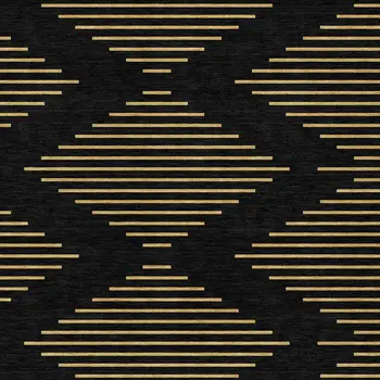 8' X 10' Black And Beige Geometric Washable Indoor Outdoor Area Rug