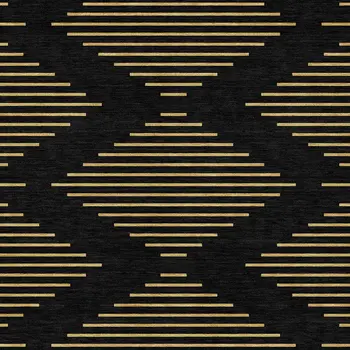 9' X 12' Black And Beige Geometric Washable Indoor Outdoor Area Rug