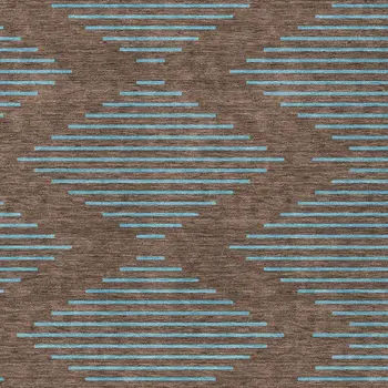 5' X 8' Brown And Aqua Geometric Washable Indoor Outdoor Area Rug