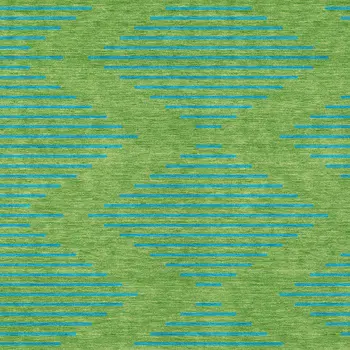3' X 5' Green And Aqua Geometric Washable Indoor Outdoor Area Rug